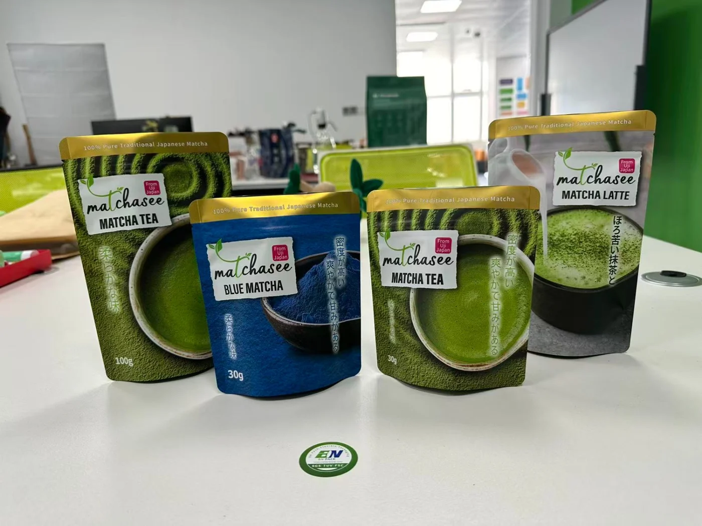 Matchasee Matcha Tea, Blue Matcha and Matcha Latte packs together